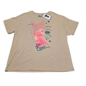 David Bowie Graphic Cotton T-Shirt with Pink and Green Design Size XXL
